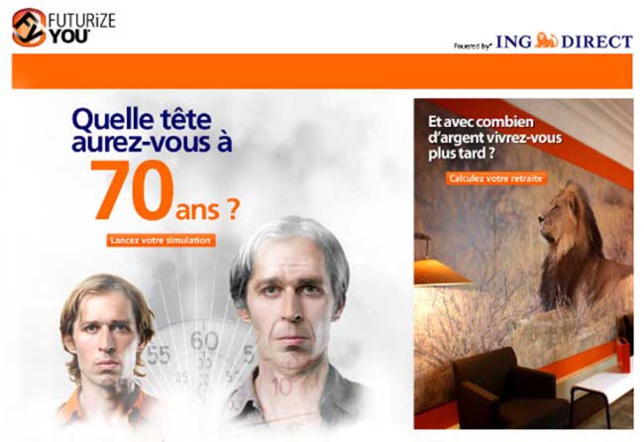 Futurizeyou.com : ING Direct lance un simulateur de vieillissement sur Internet Futurizeyou.com : ING Direct lance un simulateur de vieillissement sur Internet