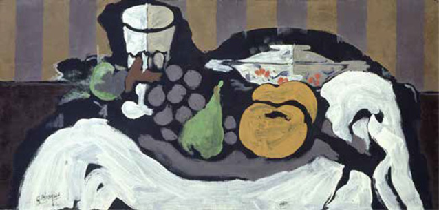 Georges Braque (1882-1963), Fruits sur une nappe, 1924, huile sur toile, 31,5 x 65,5 cm, Fondation Collection E.G. Bührle, Zurich. © ADAGP, Paris 2017 © Fondation Collection E. G. Bührle, Zurich