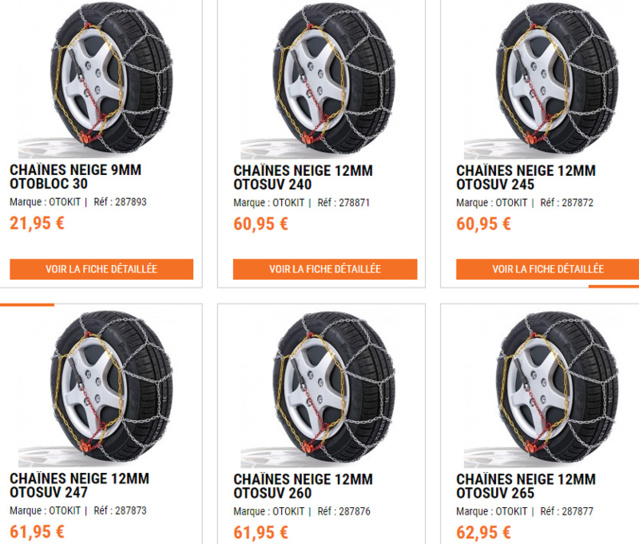 Autobac : plus de 250 références de chaines neige en stock Autobac : plus de 250 références de chaines neige en stock