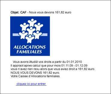 Caisses d’allocations familiales : mise en garde contre la circulation de faux e-mails