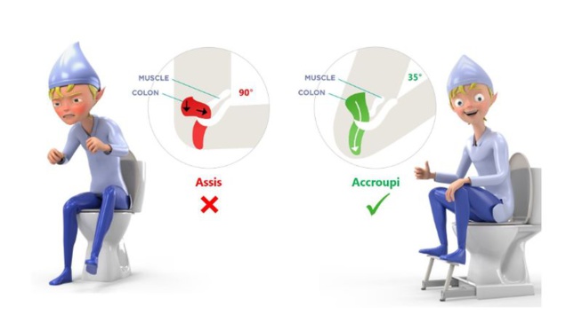Un marche pied pour WC pour adopter une meilleure posture sur le "trône"
