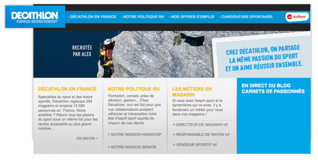 L'espace recrutement de Décathlon France