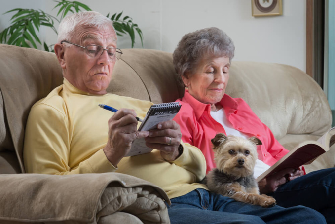 couple senior avec leur animal de compagnie ©Shutterstock