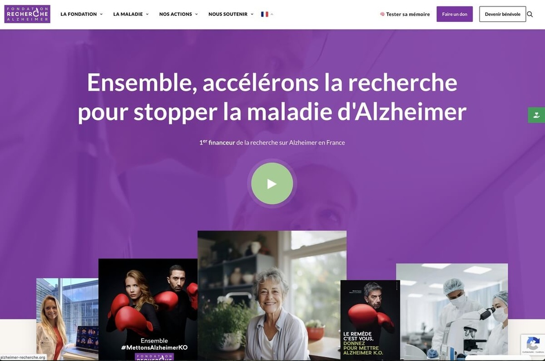Page ,d'accueil du site de la Fondation Recherche Alzheimer