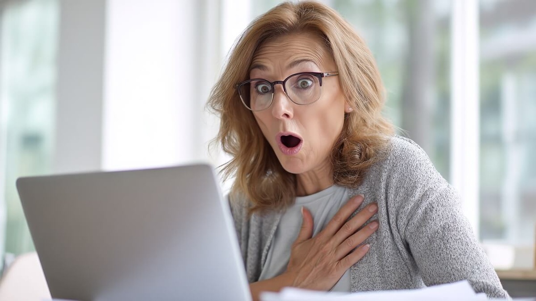 Une femme senior découvre avec surprise qu'elle a droit à des aides qu'elle ne connaissait pas © SeniorActu