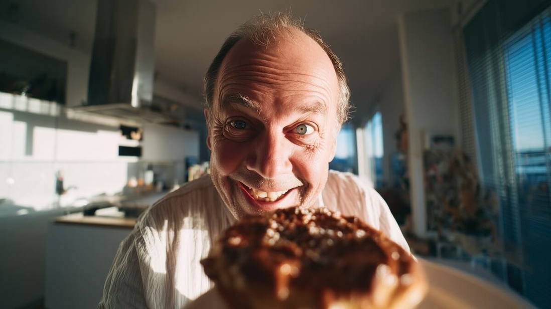 Senior enthousiaste devant sa part de galette des rois © SeniorActu