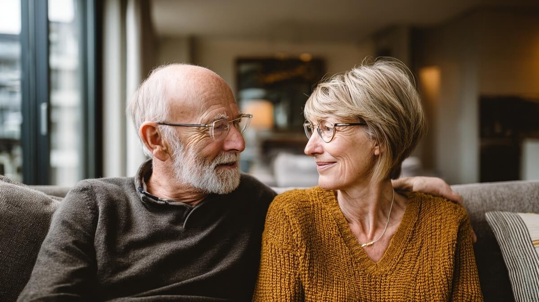 Un couple de seniors français échange un regard complice et tendre © SeniorActu