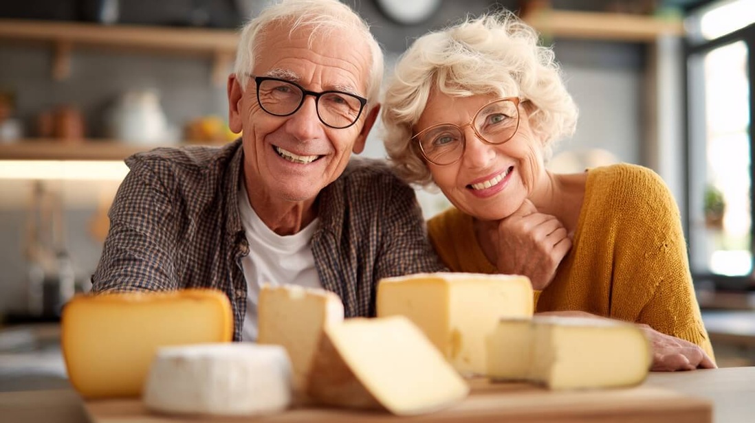Un couple de seniors partage un plateau de fromages © SeniorActu