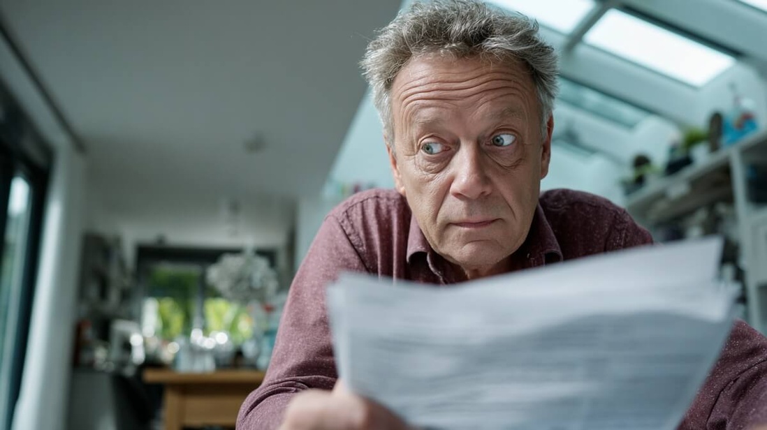 Un senior inquiet examine des documents relatifs au cumul emploi-retraite © SeniorActu