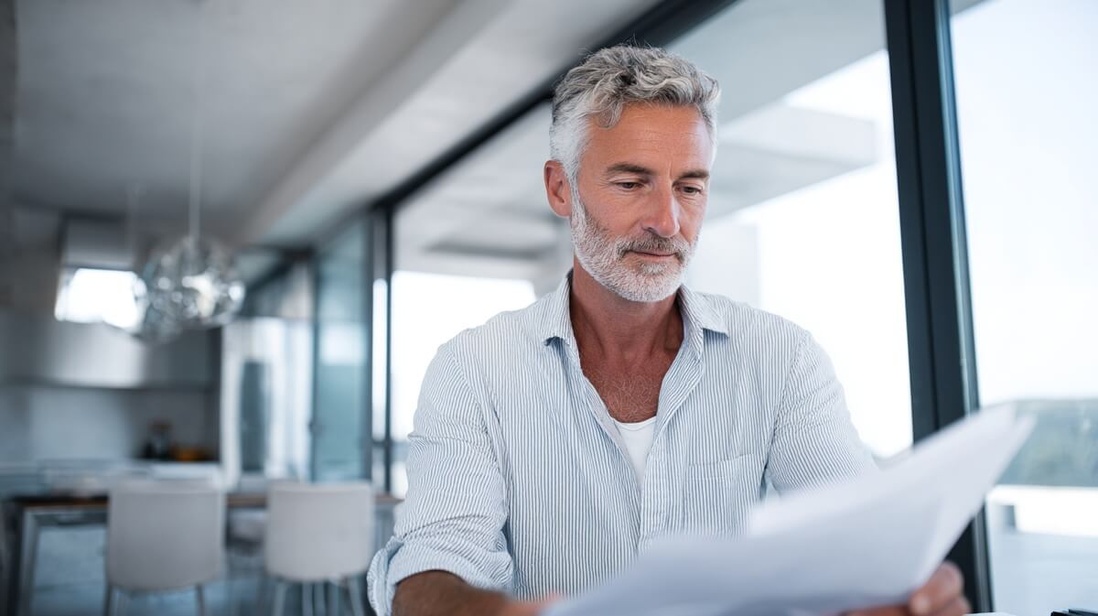 Un senior examine des documents de retraite © SeniorActu