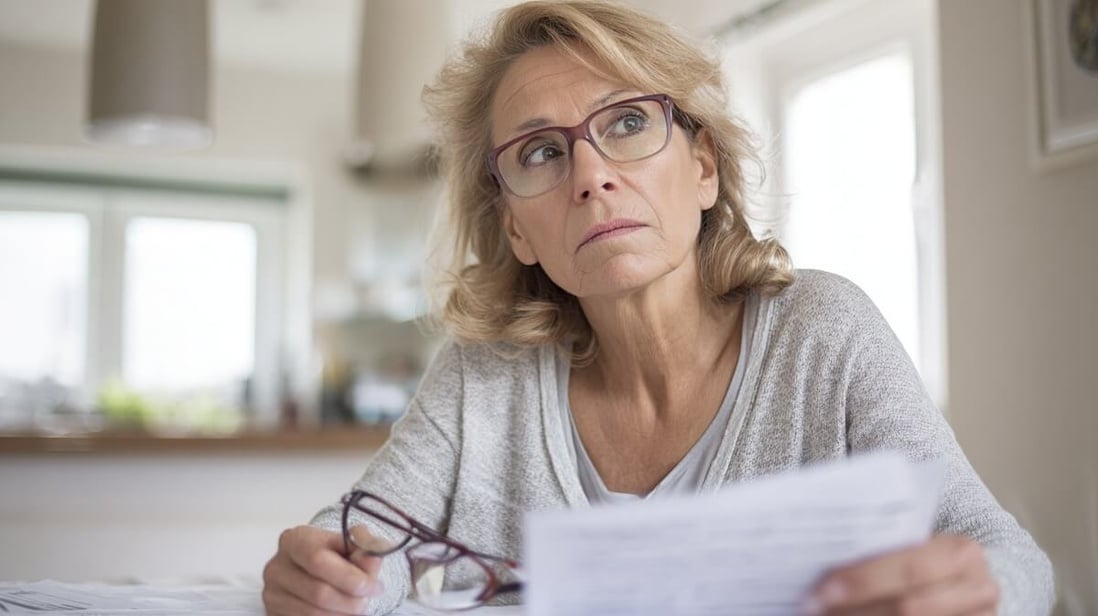 Retraitée inquiète face à ses documents administratifs pour l'ASPA © SeniorActu Retraitée inquiète face à ses documents administratifs pour l'ASPA © SeniorActu