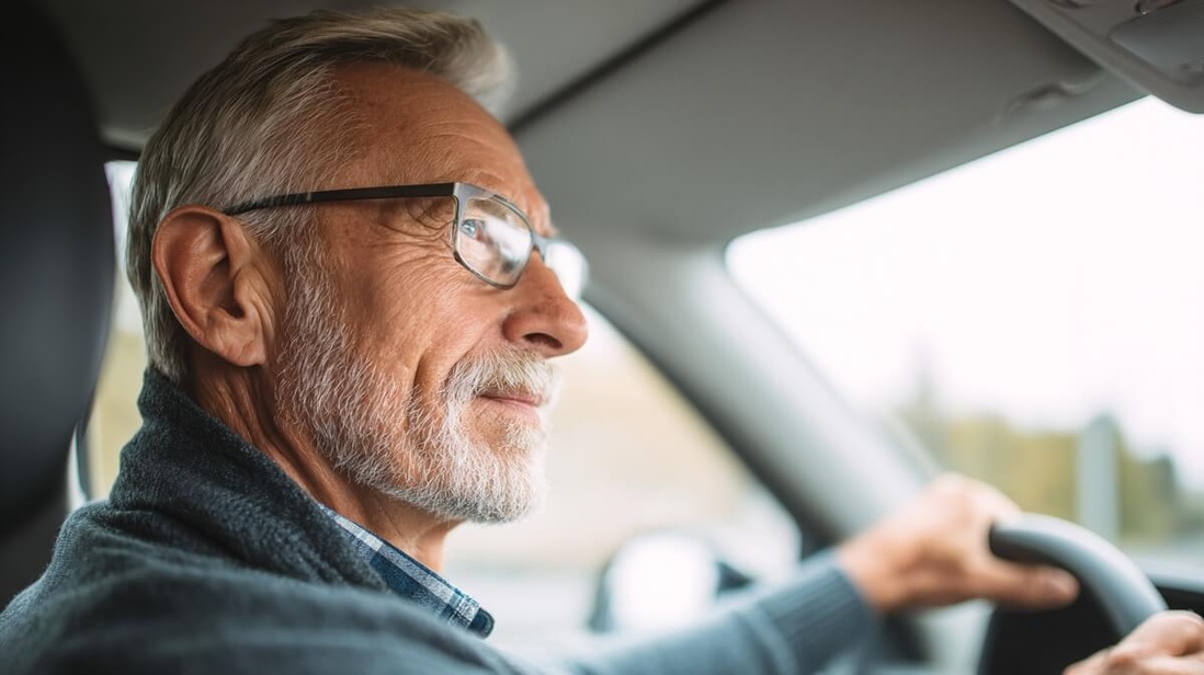 Senior de 75 ans conduisant sa voiture en toute sérénité en 2026 © SeniorActu