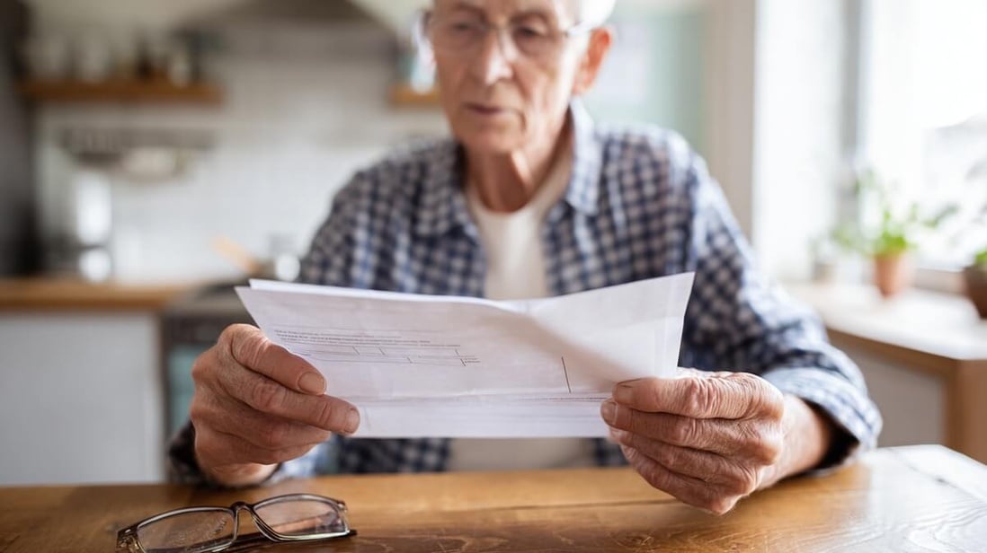 Senior lisant un courrier de l'Assurance Maladie concernant son ALD © SeniorActu Senior lisant un courrier de l'Assurance Maladie concernant son ALD © SeniorActu