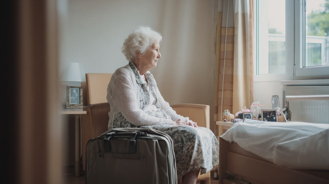 Résidente d'EHPAD préparant son départ suite à une fermeture d'établissement © SeniorActu Résidente d'EHPAD préparant son départ suite à une fermeture d'établissement © SeniorActu