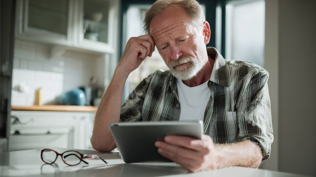 Un senior lit un article santé sur sa tablette © SeniorActu Un senior lit un article santé sur sa tablette © SeniorActu