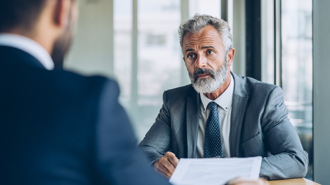 Senior souscrivant une assurance-vue auprès de son conseiller bancaire © SeniorActu