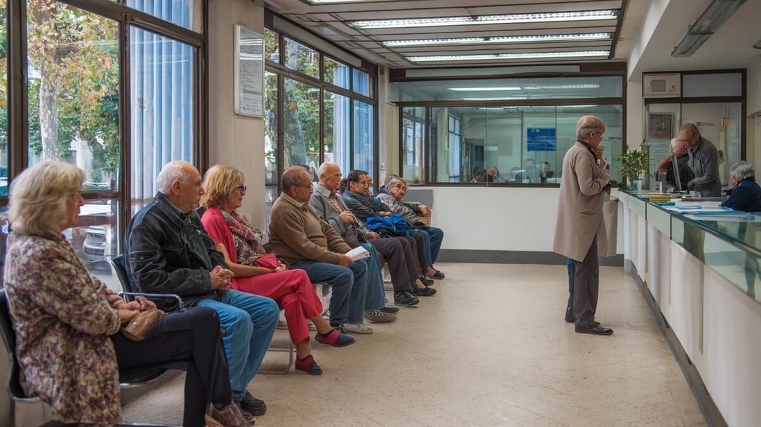 Des seniors patientent dans la salle d'attente d'un guichet des impots © SeniorActu