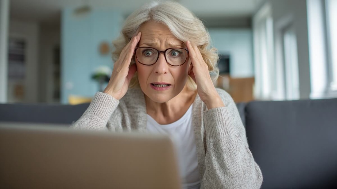 Femme senior réalise qu'elle vient de se faire avoir par un faux mail de la DGIFP © SeniorActu Femme senior réalise qu'elle vient de se faire avoir par un faux mail de la DGIFP © SeniorActu