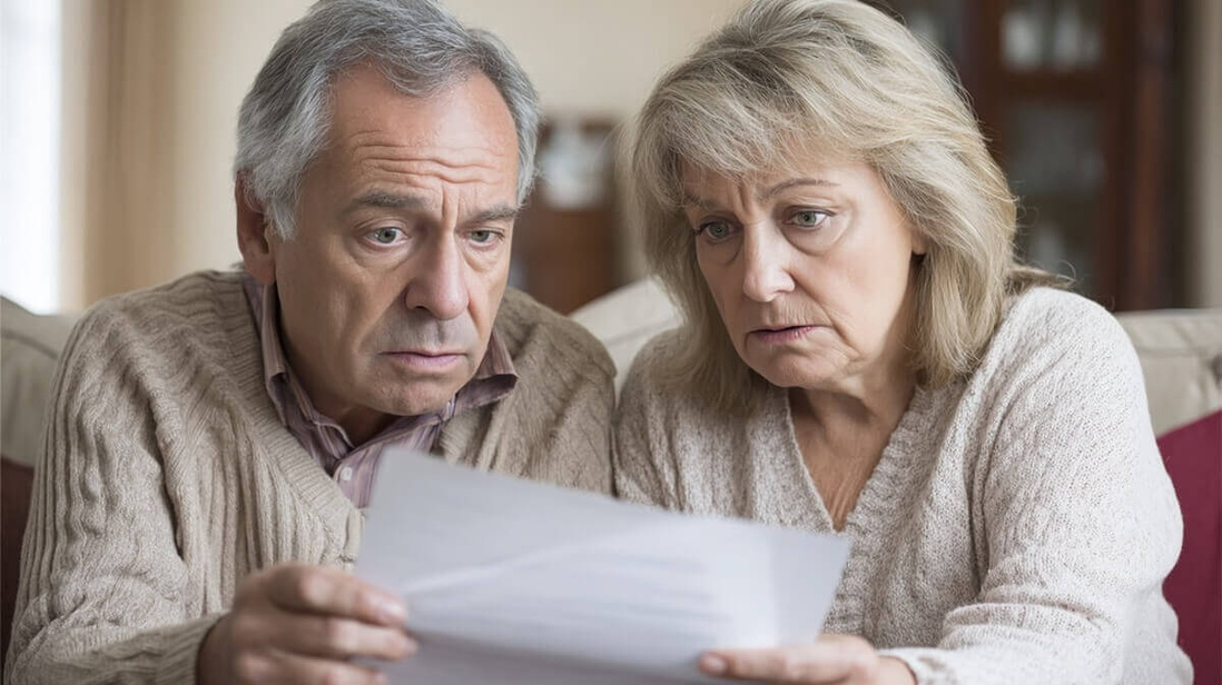 Couple de retraités découvrant leur avis d'imposition © SeniorActu