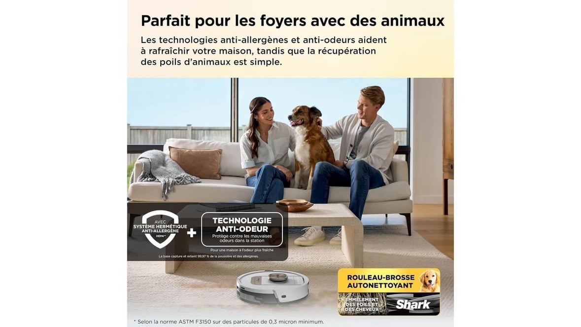 Shark ThermaCharged PowerDetect Aspirateur Robot, Wet & Dry, DirtDetect, FloorDetect, Nettoyage Autonome, EdgeDetect, Technologie NeverStuck, 3 Heures de Nettoyage continu © Shark Shark ThermaCharged PowerDetect Aspirateur Robot, Wet & Dry, DirtDetect, FloorDetect, Nettoyage Autonome, EdgeDetect, Technologie NeverStuck, 3 Heures de Nettoyage continu © Shark