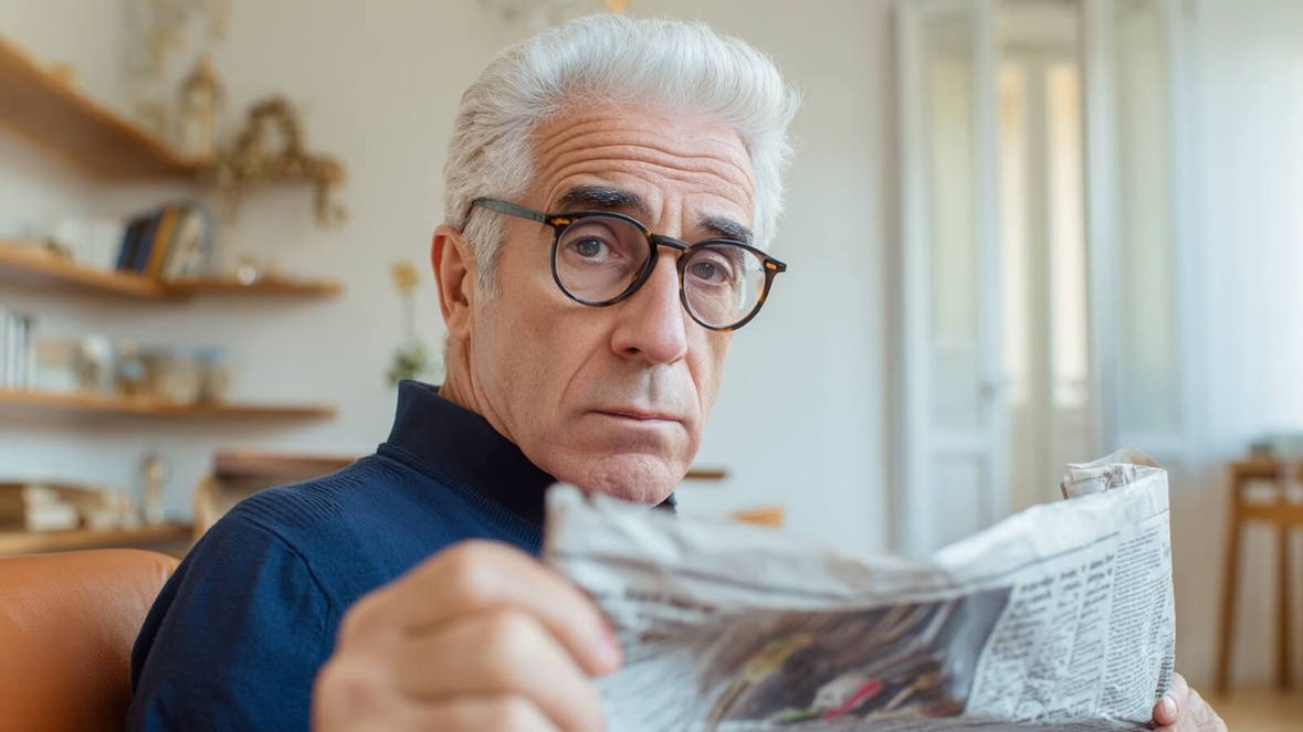 Retraité indigné par la Une du journal dans son pavillon © SeniorActu.com