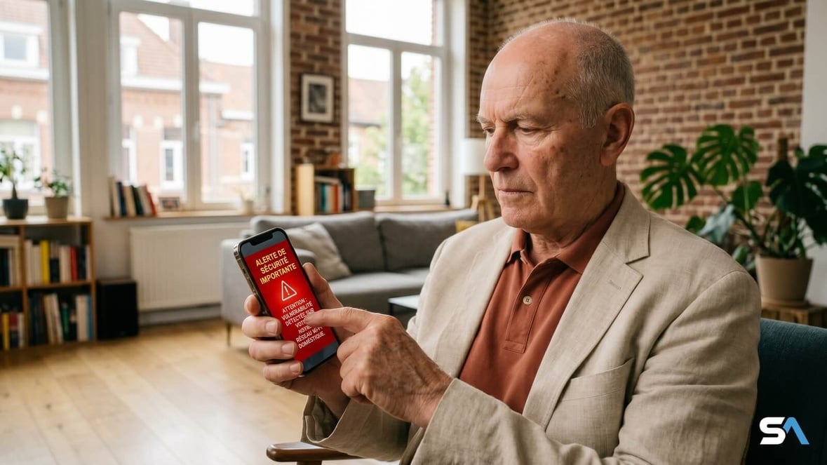 Senior recevant une alerte sur son smartphone © SeniorActu.com Senior recevant une alerte sur son smartphone © SeniorActu.com