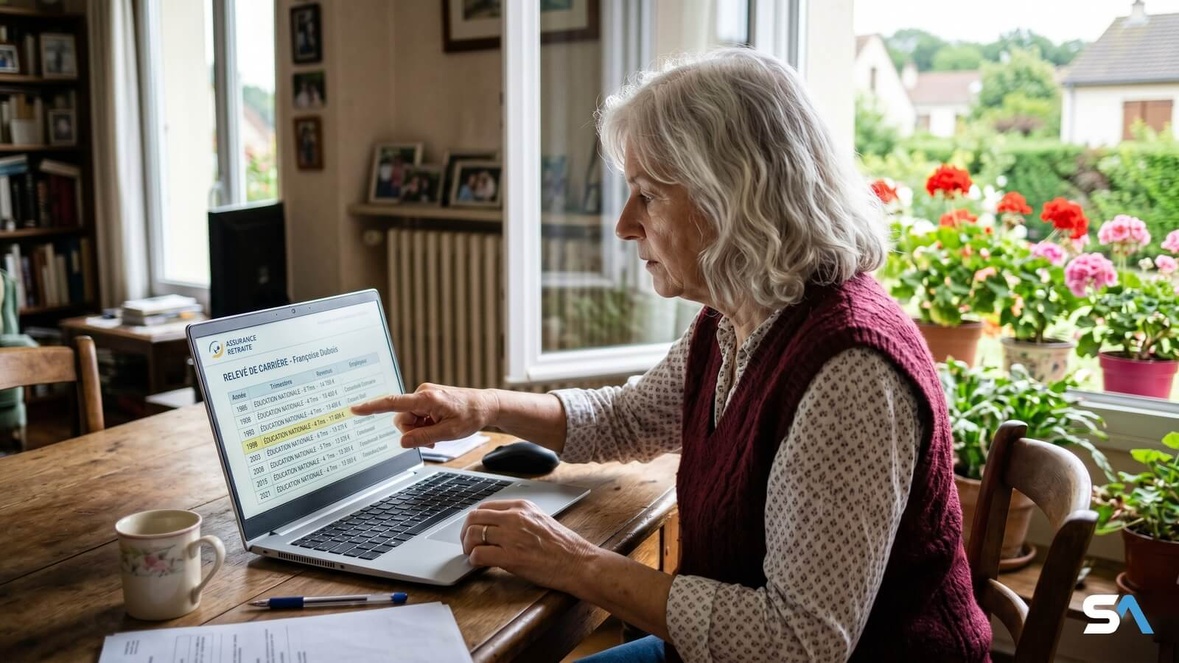 Femme senior consultant son relevé de carrière © SeniorActu.com