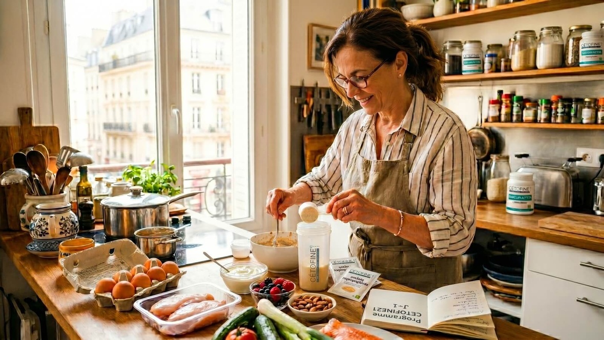 Une femme senior suit le programme hyperprotéiné Cetofine