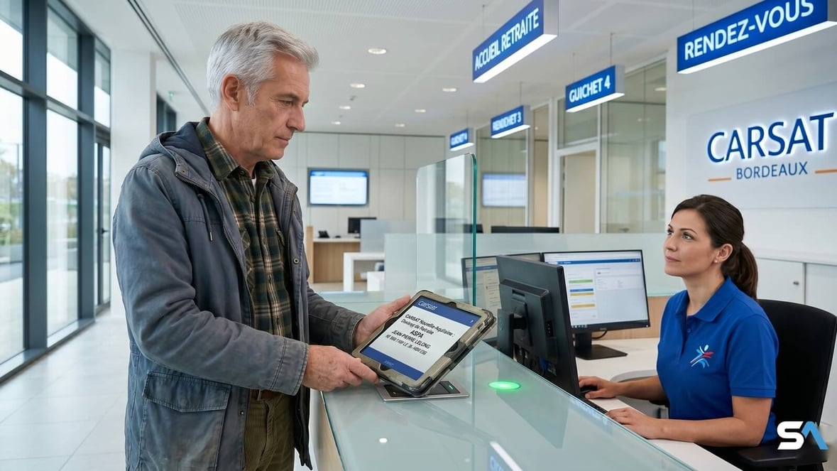 Un retraité vient se renseigner auprès de la Carsat pour obtenir l'ASPA
