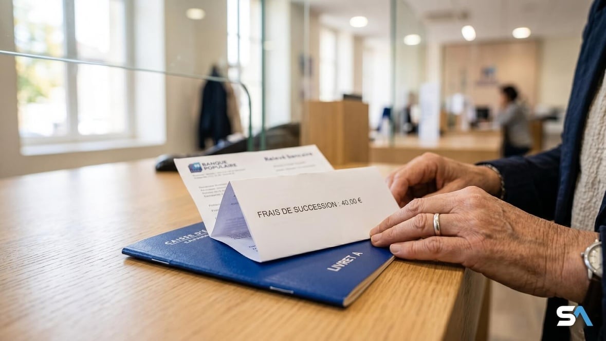 Un Livret A avec un relevé de frais de succession posé dessus. Un Livret A avec un relevé de frais de succession posé dessus.
