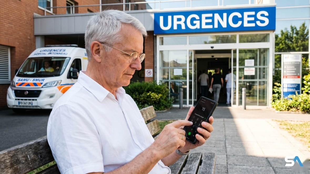 Un retraité compose le 15 devant un service d'urgences en plein soleil
