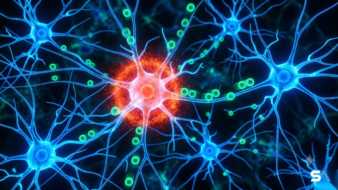 Une vésicule extracellulaire entre deux neurones