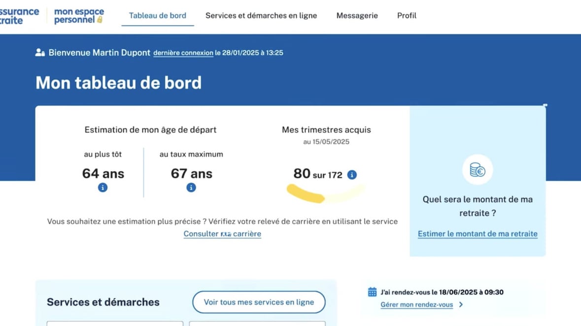 Caputre écran de la nouvelle interface du site Internet de l'Assurance Retraite Caputre écran de la nouvelle interface du site Internet de l'Assurance Retraite