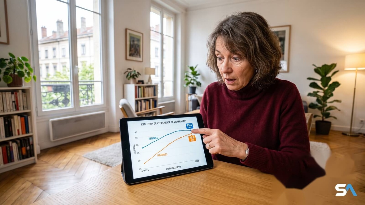 Une retraitée vérifie un bilan de santé sur une application médicale