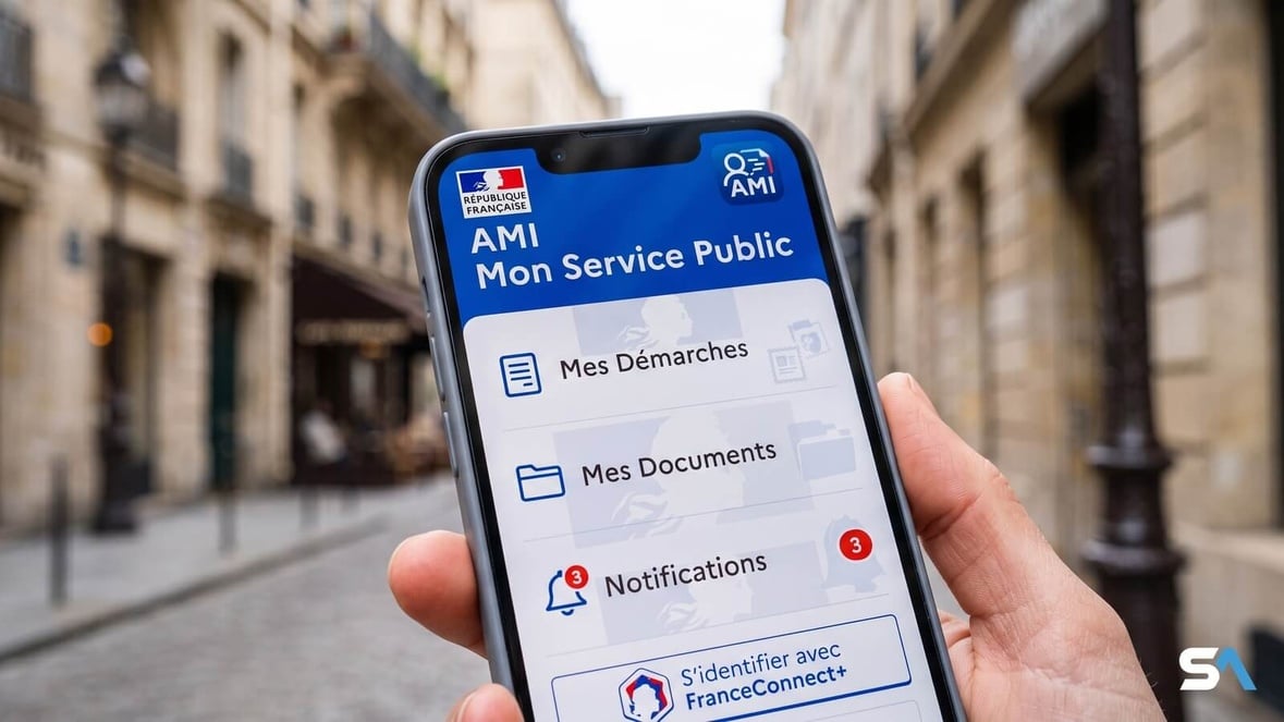 Représentation fictive de l'application AMI réalisée avec l'aide de l'IA Représentation fictive de l'application AMI réalisée avec l'aide de l'IA