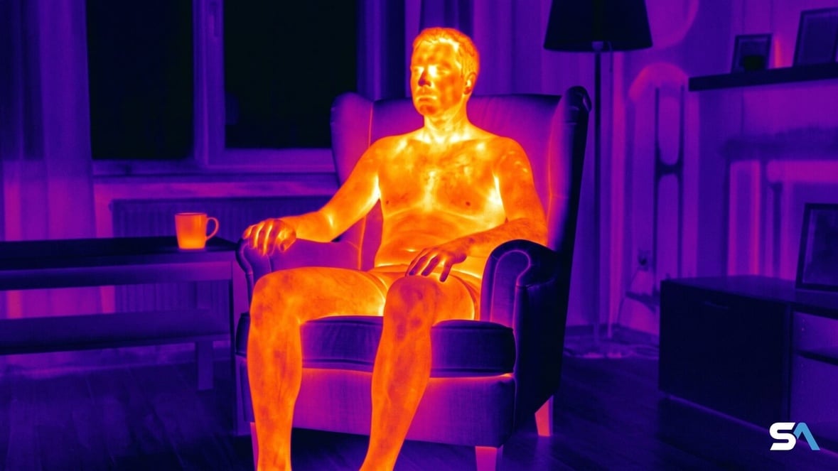xUne image thermique du visage et du buste d'un homme