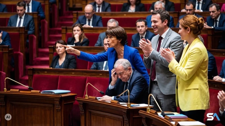 Une députée interpelle le gouvernement lors d'une séance agitée à l'Assemblée - Illustration générée par IA