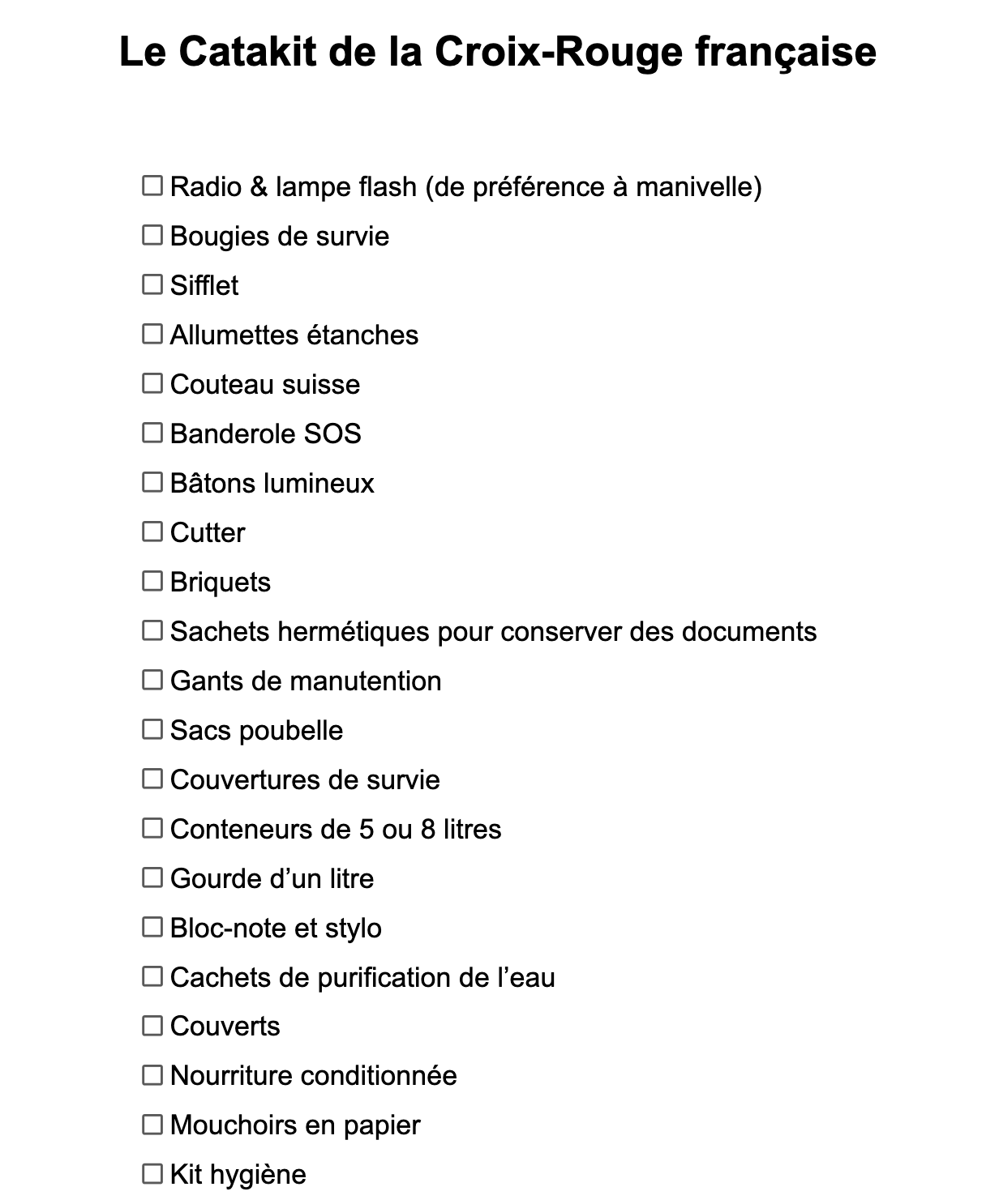 Catakit : le sac d'urgence climatique que chaque foyer devrait posséder (Croix Rouge)