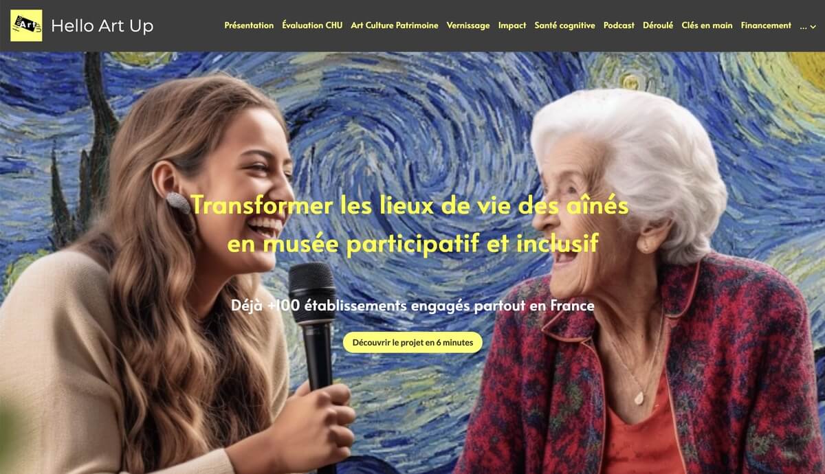 Page d'accueil du site HelloArtUp© HelloArtUp