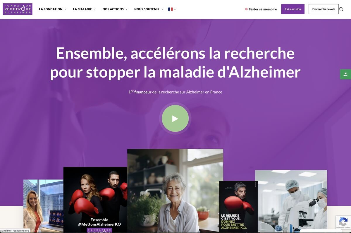 Page ,d'accueil du site de la Fondation Recherche Alzheimer