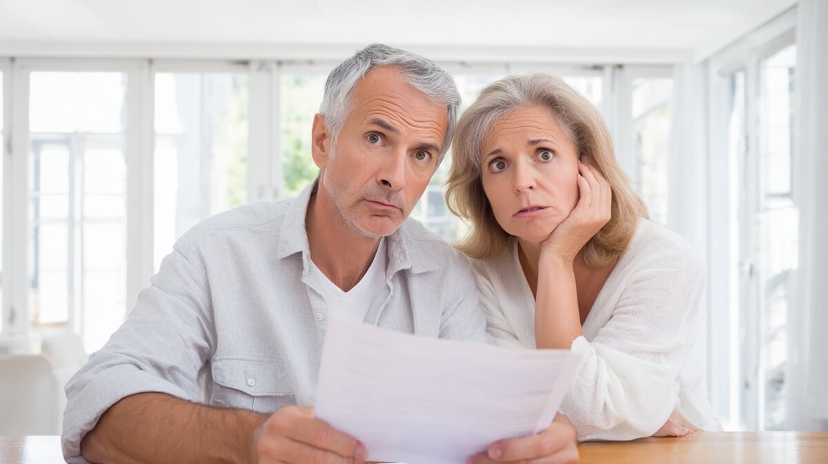 Un couple de retraités examine leur avis de taxe foncière avec surprise © SeniorActu®