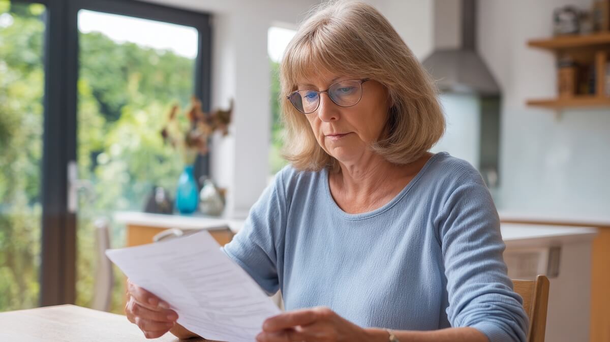 Femme senior vérifiant son bulletin de salaire pour s'assurer de valider ses trimestres retraite © SeniorActu