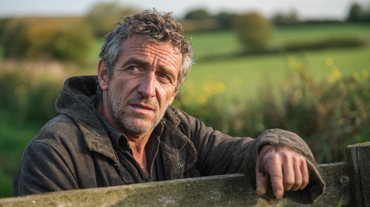 Un agriculteur senior avec une expression préoccupée et dubitative dans son exploitation © SeniorActu