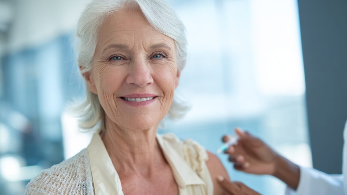 Une femme senior se fait vacciner contre la grippe © SeniorActu