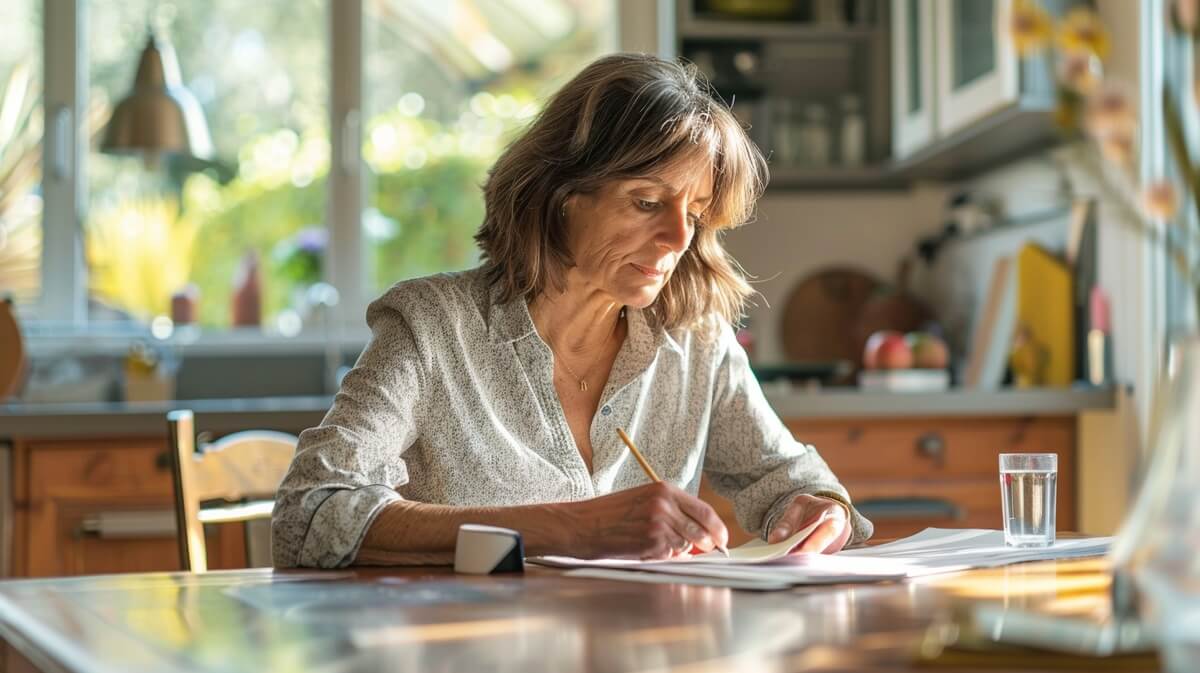 Femme de 58 ans préparant ses demandes de pension de réversion © SeniorActu