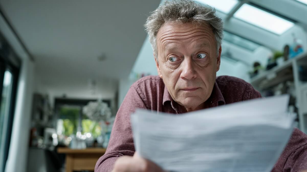 Un senior inquiet examine des documents relatifs au cumul emploi-retraite © SeniorActu