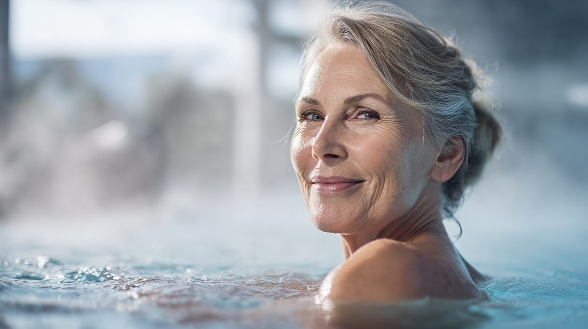 Une femme senior en ALD profite d'une cure thermale prise en charge pas l'Assurance Maladie © SeniorActu