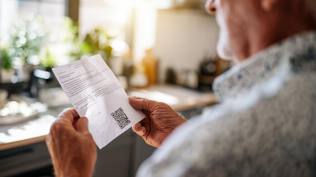 Senior lisant un courrier contenant un QR code suspect © SeniorActu