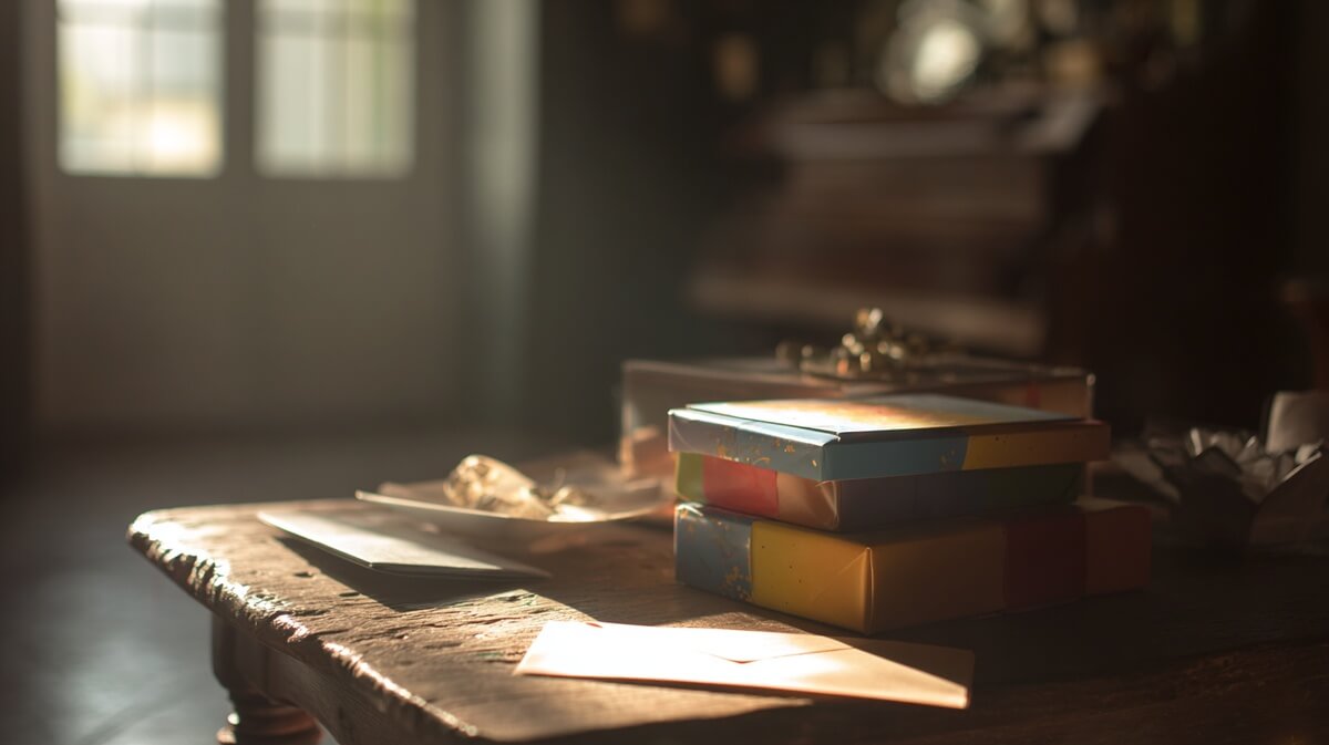 Cadeaux d'anniversaire non ouverts posés sur une table dans un salon vide © SeniorActu