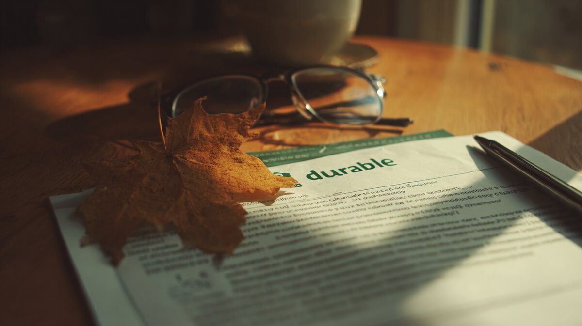 Un relevé d'assurance vie portant la mention "durable" posé sur une table © SeniorActu
